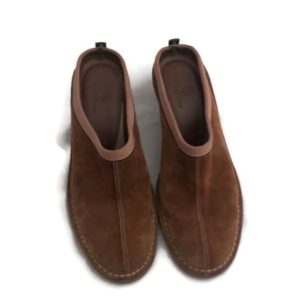 COLE HAAN TAN SUEDE SLIDES 7.5ā